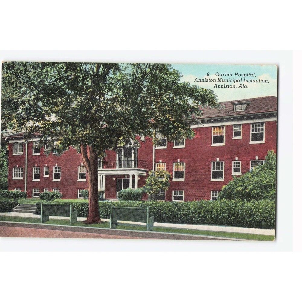 Vintage Garner Hospital Anniston Alabama Linen Postcard CT American Art VG+